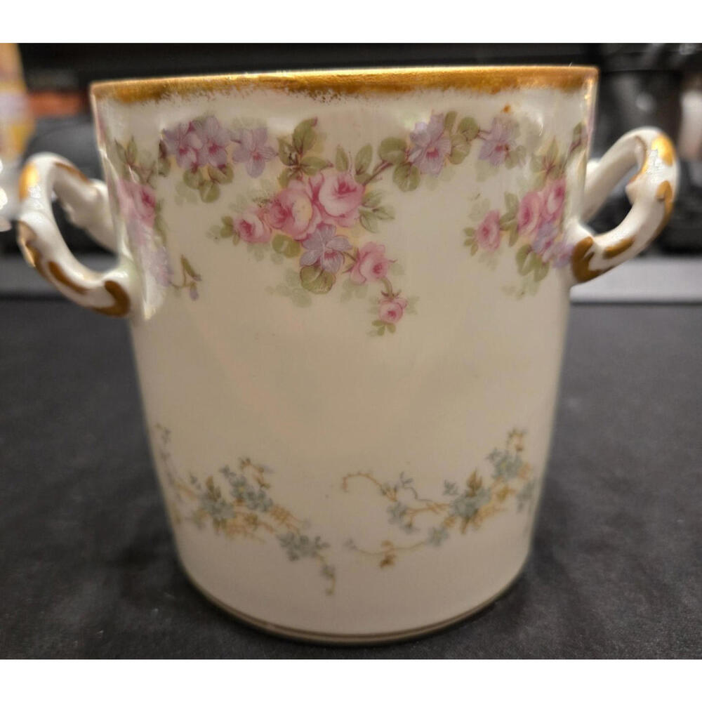Antique Limoges Condensed Milk Jar Bridal Wreath Hand Painted 4"